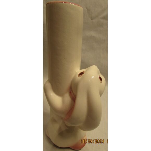 Vintage bunny rabbit vase pink flowers Weiss Brazil FTDA  pink nose - Picture 4 of 7